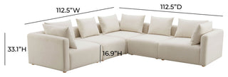 Hangover 5-Piece Upholstered Modular L-Sectional, Cream Linen