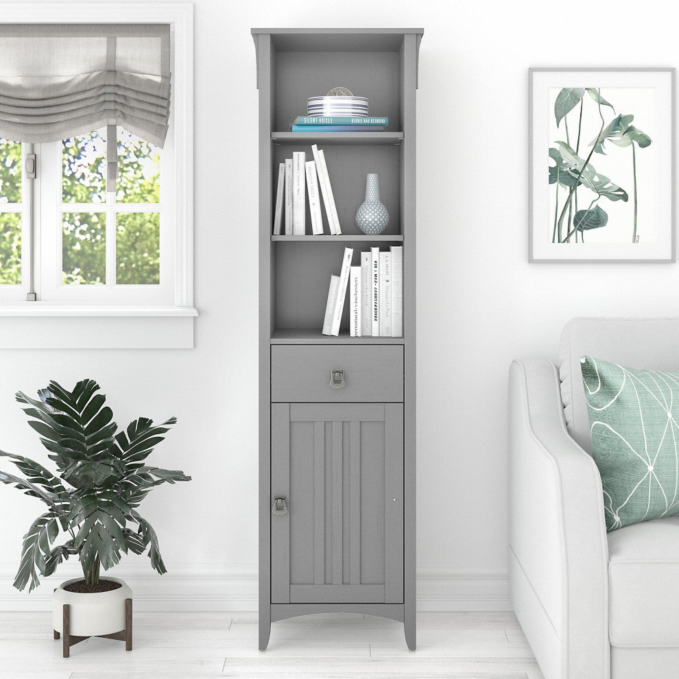 Bush Furniture Salinas Tall Narrow Bookcase Cabinet
