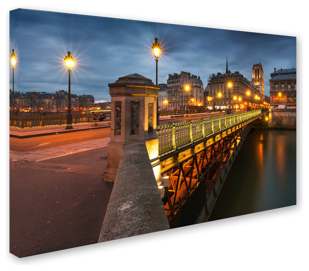 Mathieu Rivrin ''Bridge of Arcole in Paris'' Canvas Art, 22x32