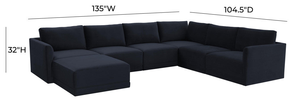 Willow Navy Modular Large Chaise Sectional