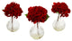 Red Hydrangea With Glass Vase, Set of 3
