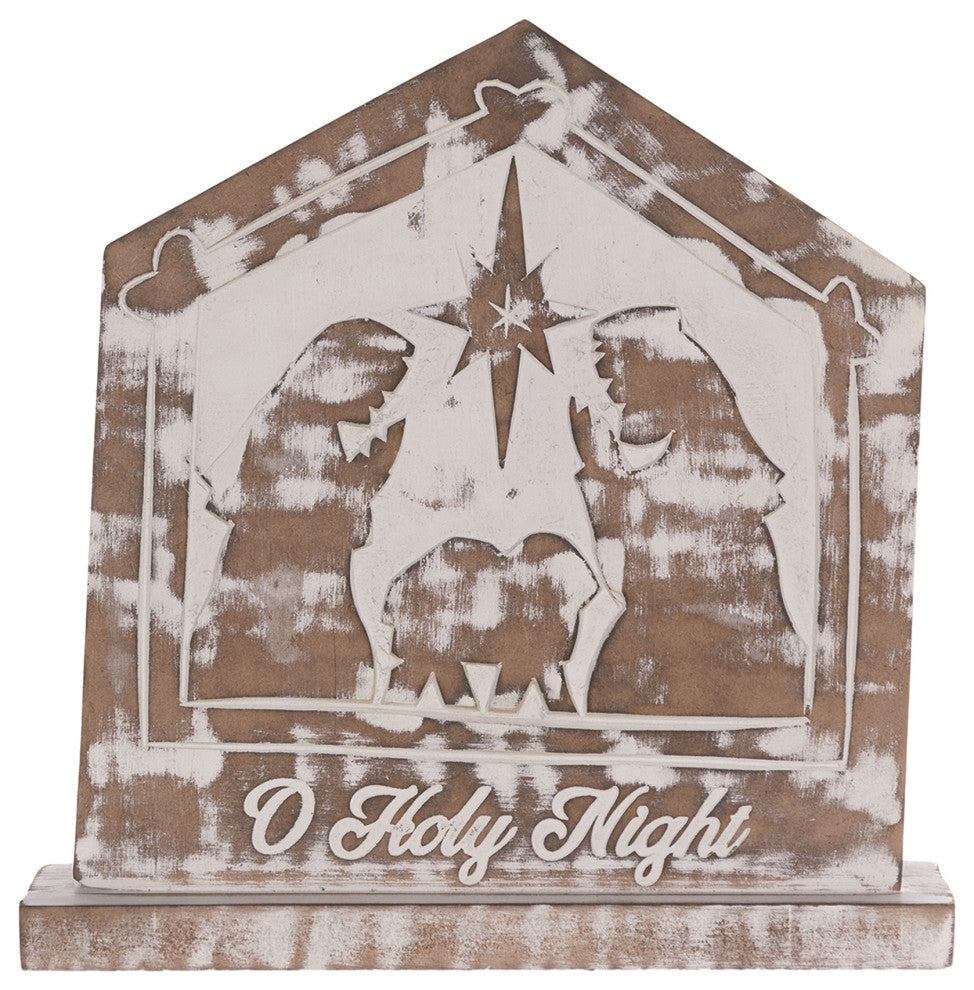 White Washed Nativity Sign, Set of 2