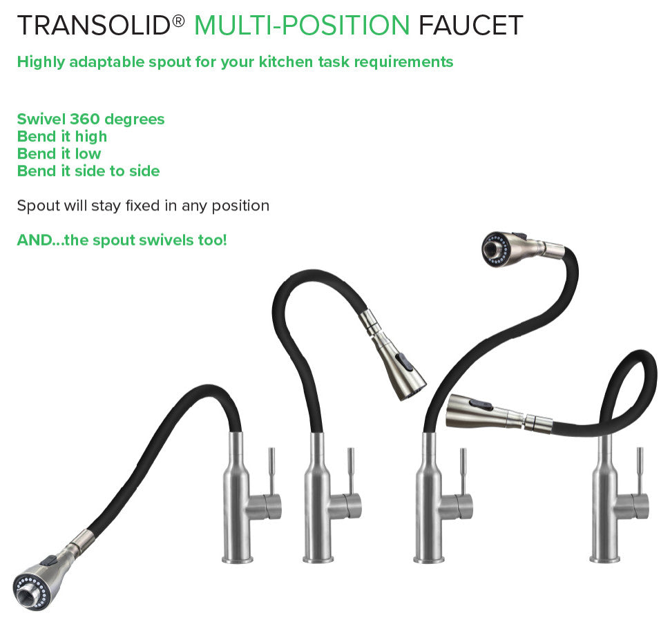 Transolid Laundry Faucet with Swivel Action Ball-Joint, Dual Spray and Flex Neck