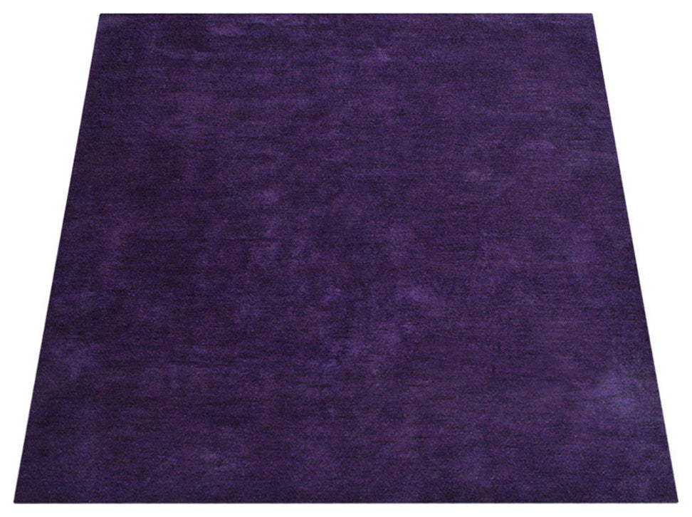 Hand Knotted Loom Silk Mix Area Rug Solid Purple