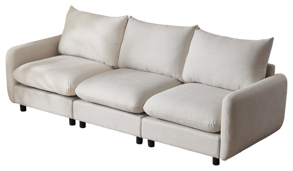 GDF Studio Upholstered Modular Sectional Sofa Set, White Sand, 3 Seater