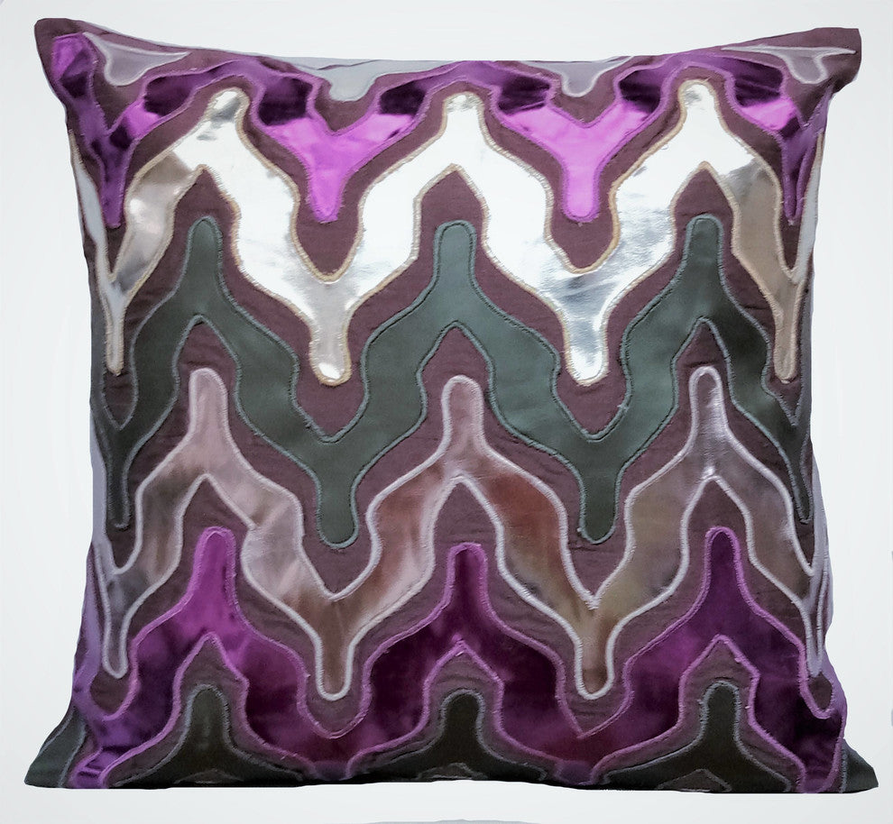 Purple Decorative Pillow Covers 18"x18" Faux Leather, Purple Lava