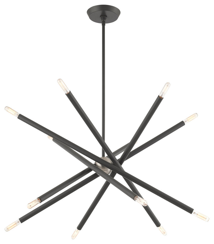 Livex Lighting Soho 12 Light Scandinavian Gray, Brushed Nickel Chandelier