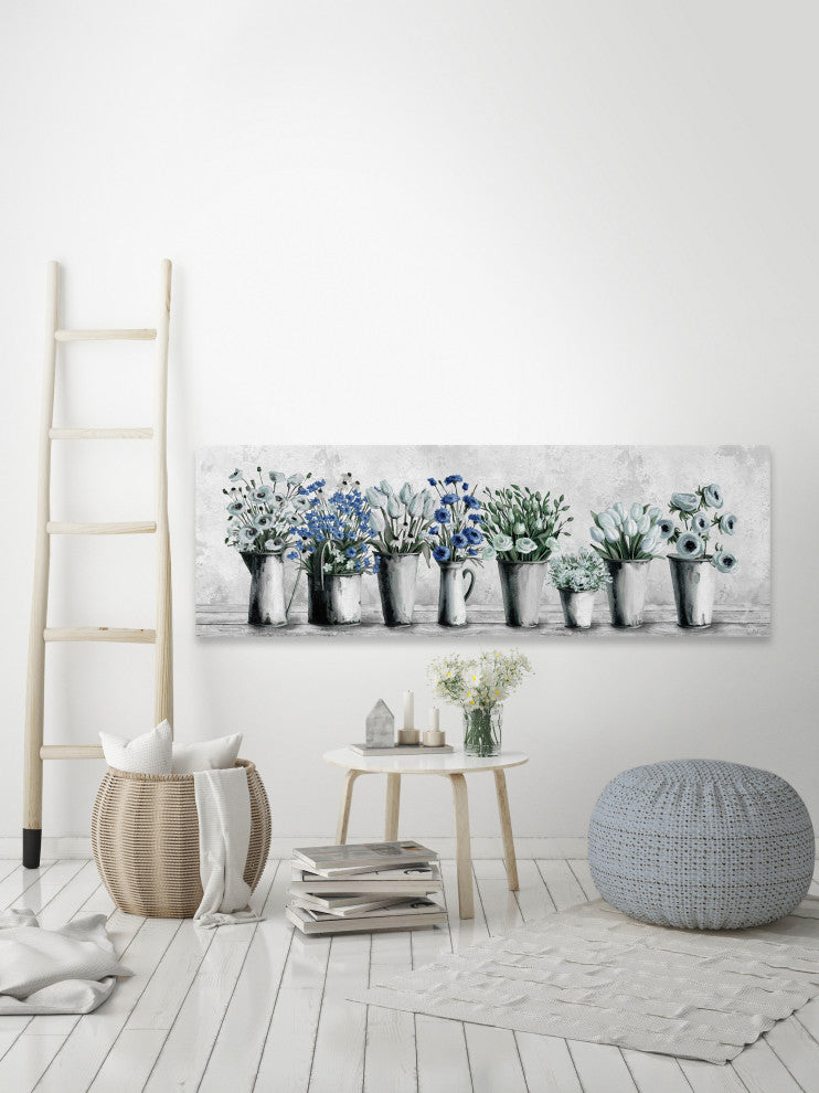 "Tulips and Blues" Painting Print on Wrapped Canvas