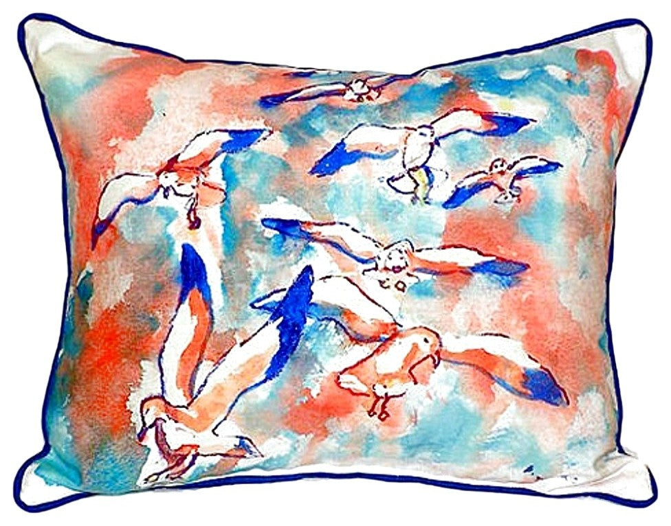 Betsy Drake Gulls Flocking Small Indoor/Outdoor Pillow 11x14