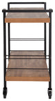 Castleberry Rustic Wood Grain and Iron Kitchen Serving and Bar Cart