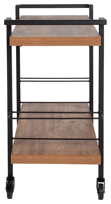 Castleberry Rustic Wood Grain and Iron Kitchen Serving and Bar Cart
