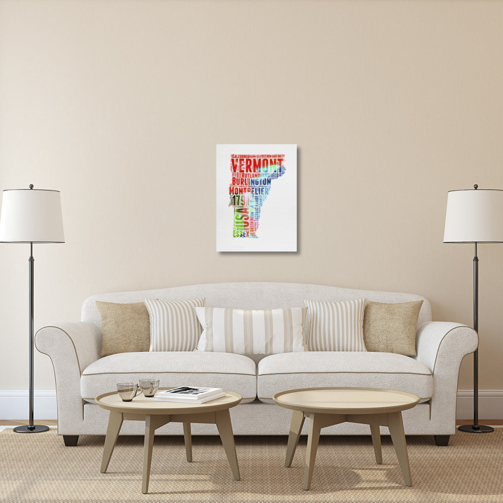 "Vermont Watercolor Word Cloud" Fine Art Print