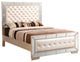 Galera Tufted and Mirrored Bed, Pearl, Full