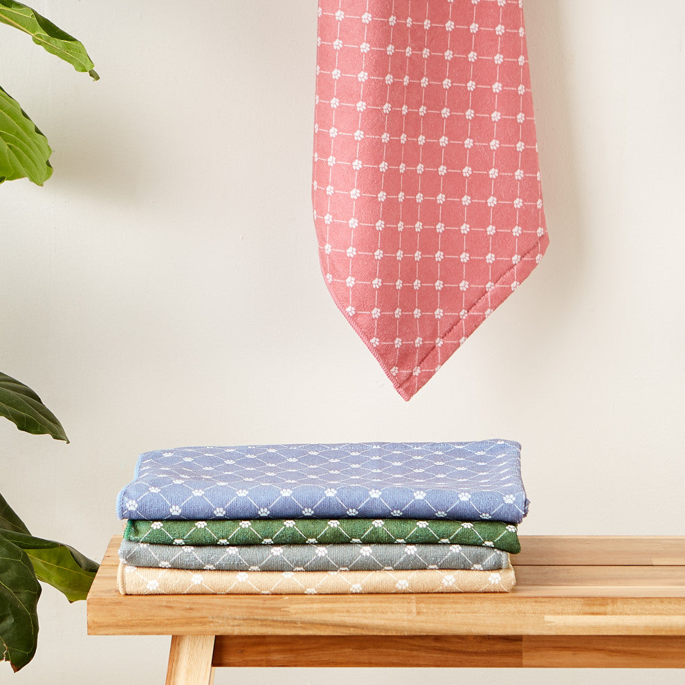Stonewash Blue Printed Trellis Paw Pet Towel