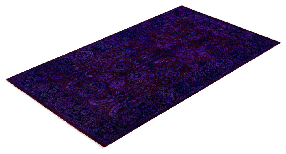 Overdyed One-of-a-Kind Hand-Knotted Area Rug Purple, 3' 1" x 5' 2"