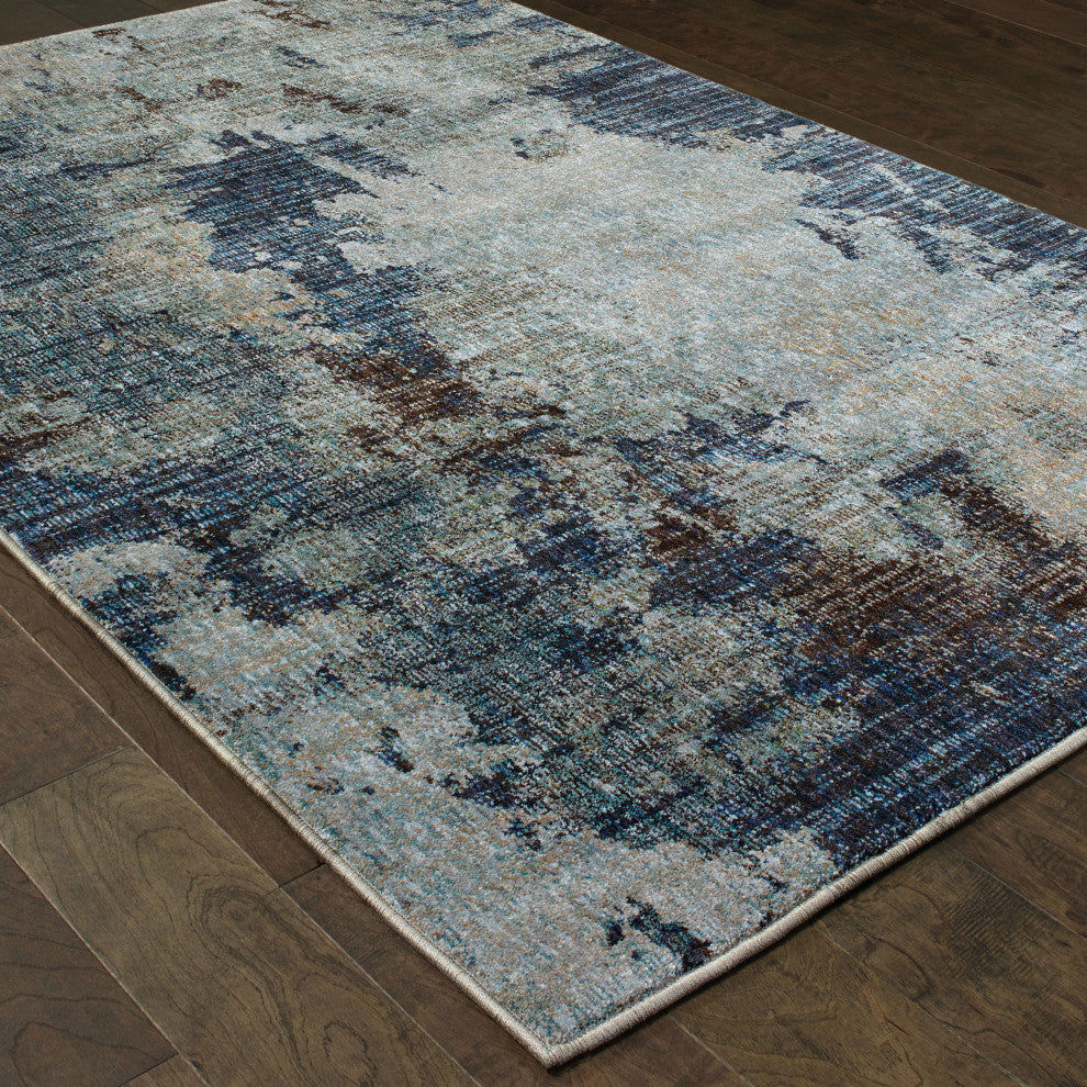 Elements Visions Navy/Blue Area Rug, 1'10"x3'2"
