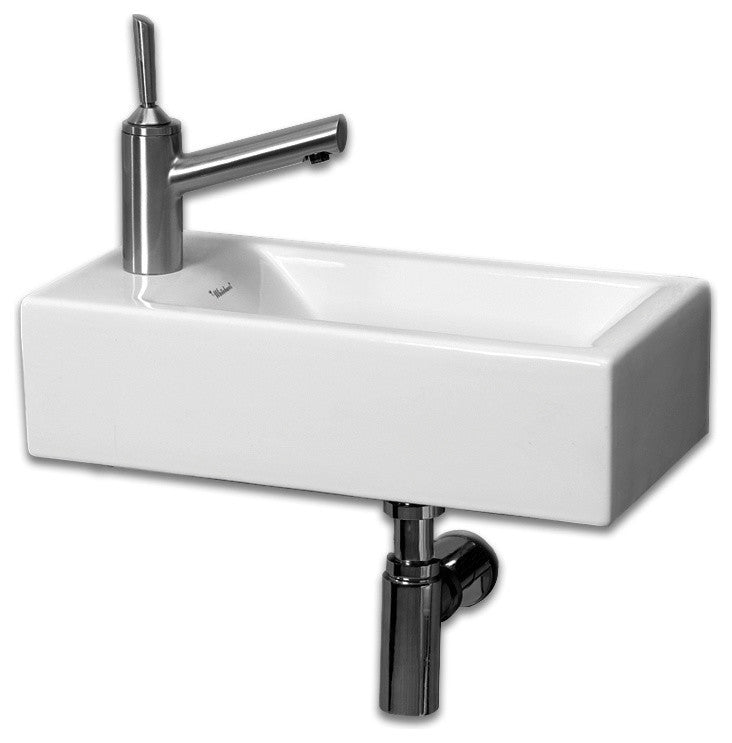 Isabella Wall Mount Basin With Center Drain, Left