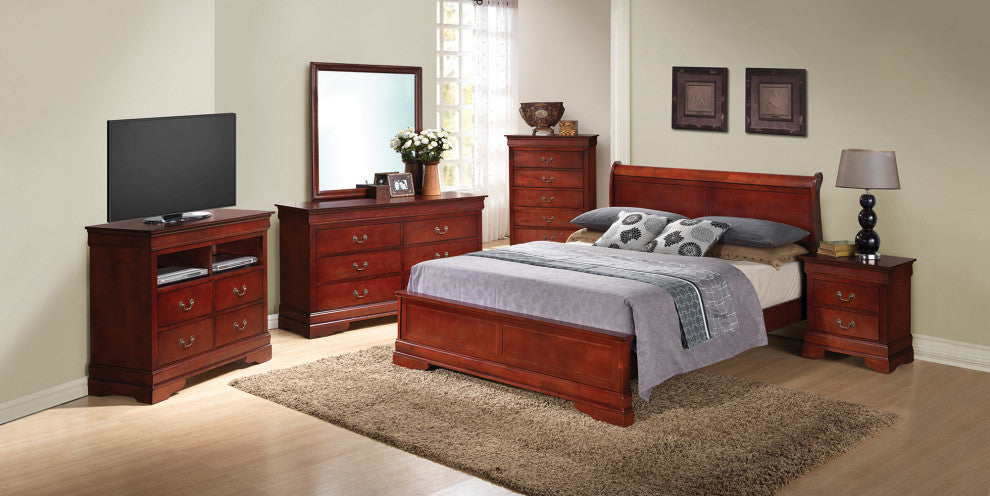 Louis Philippe Cherry Queen Panel Bed