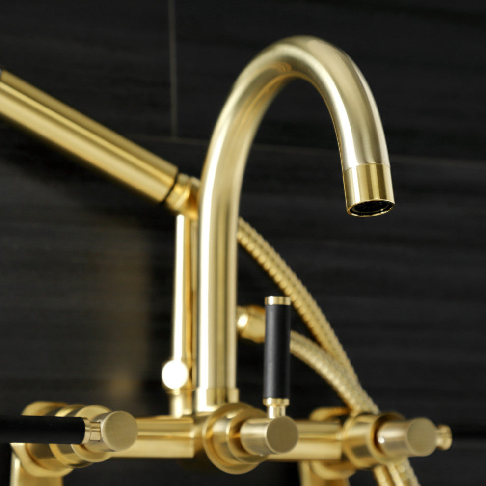 AE8157DKL 7" Adjustable Wall Mount Clawfoot Tub Faucet, Brushed Brass