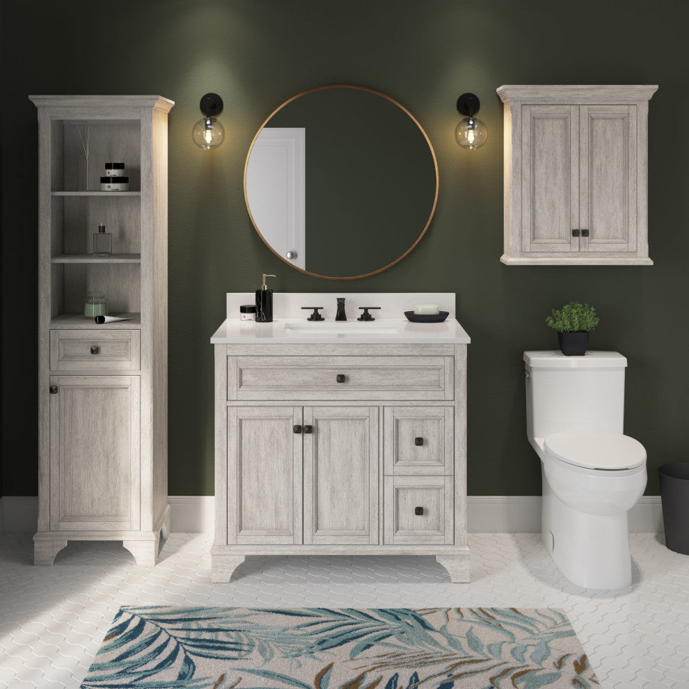 Round Framed Wall Mounted Bathroom Vanity Mirror, Brushed Gold;, 32" X 32"