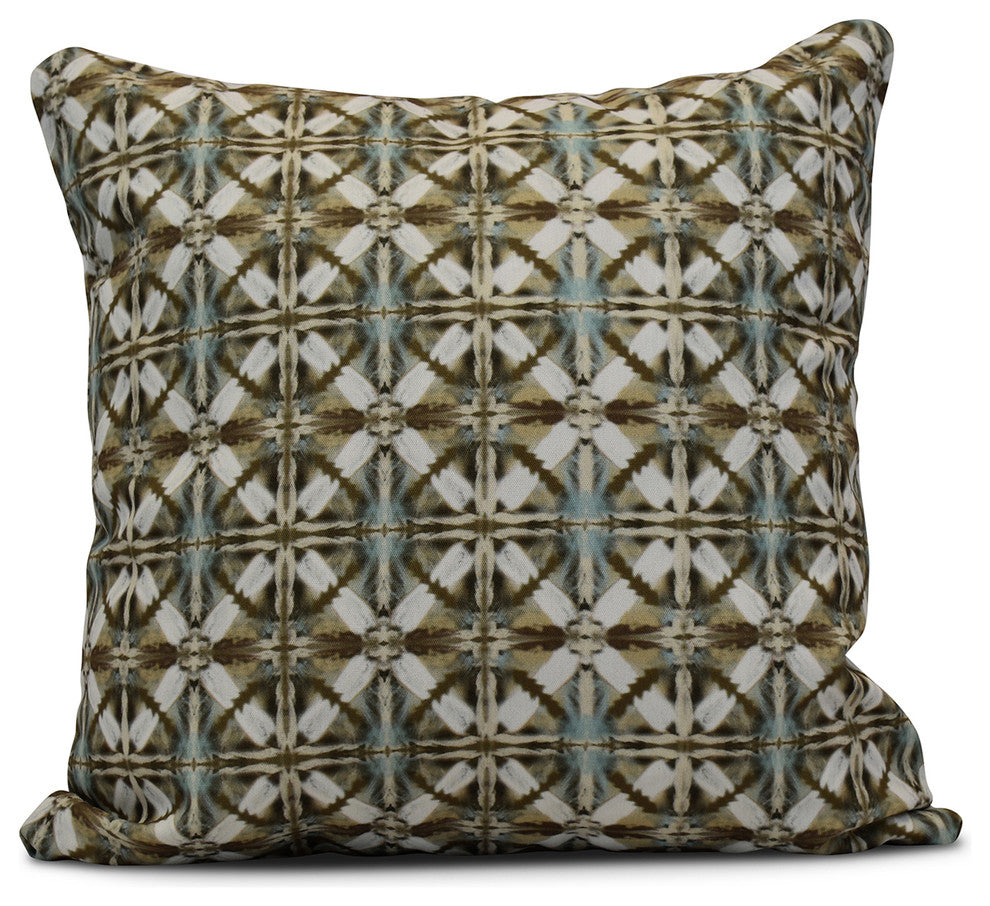 Beach Tile, Geometric Print Pillow, Brown, 20"x20"