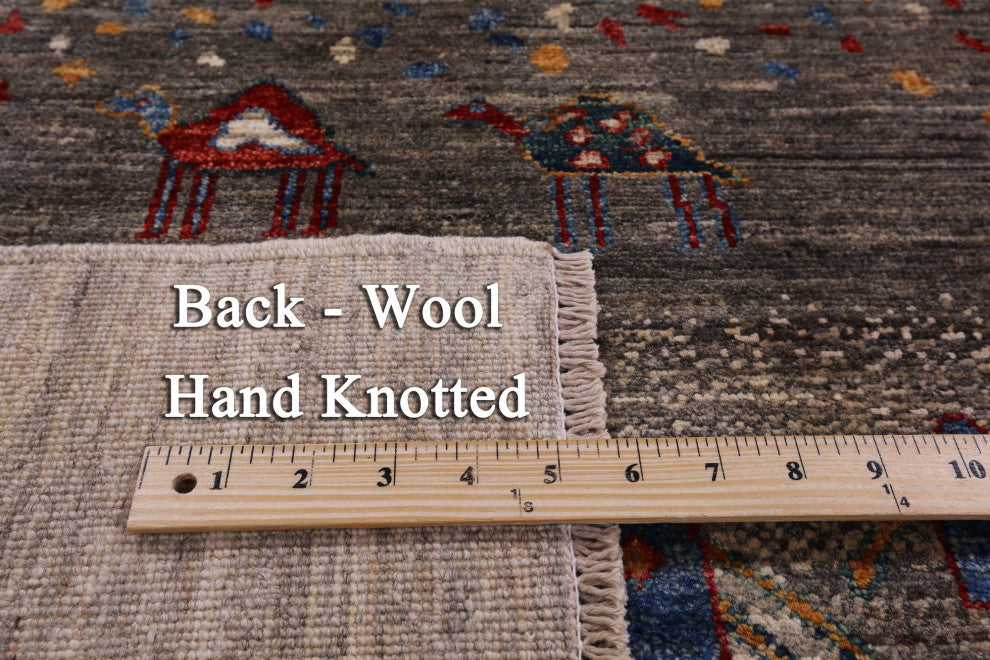 5' 7" X 8' 0" Handmade Persian Tribal Gabbeh Wool Rug - Q12419