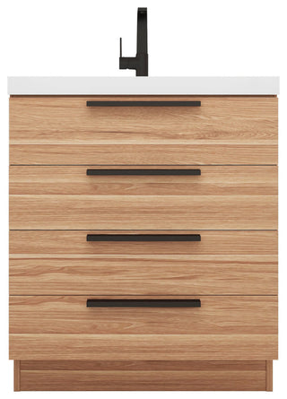 Carla 30" Freestanding Bathroom Vanity, White Oak