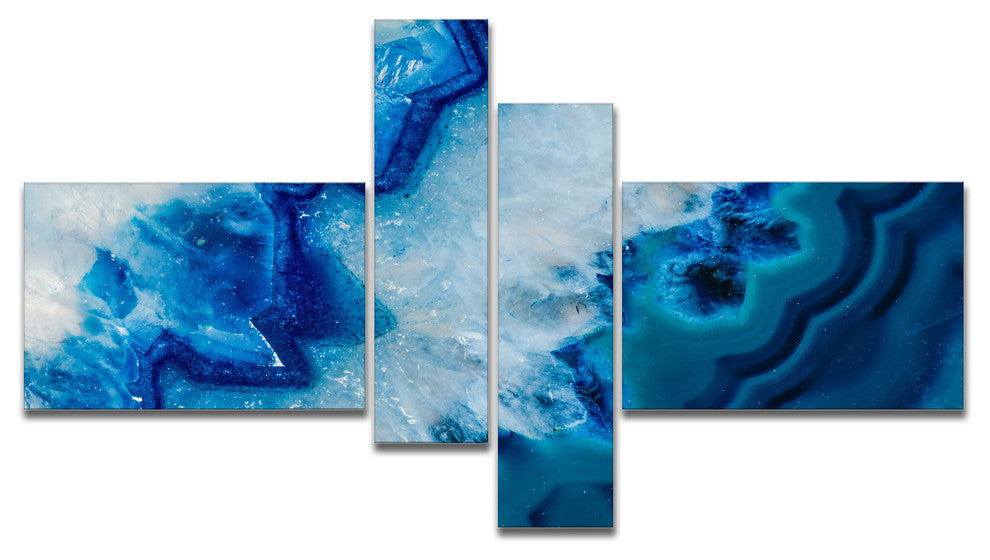 Geode Slice Macro, Abstract Canvas art print, 60"x32", 4 panels