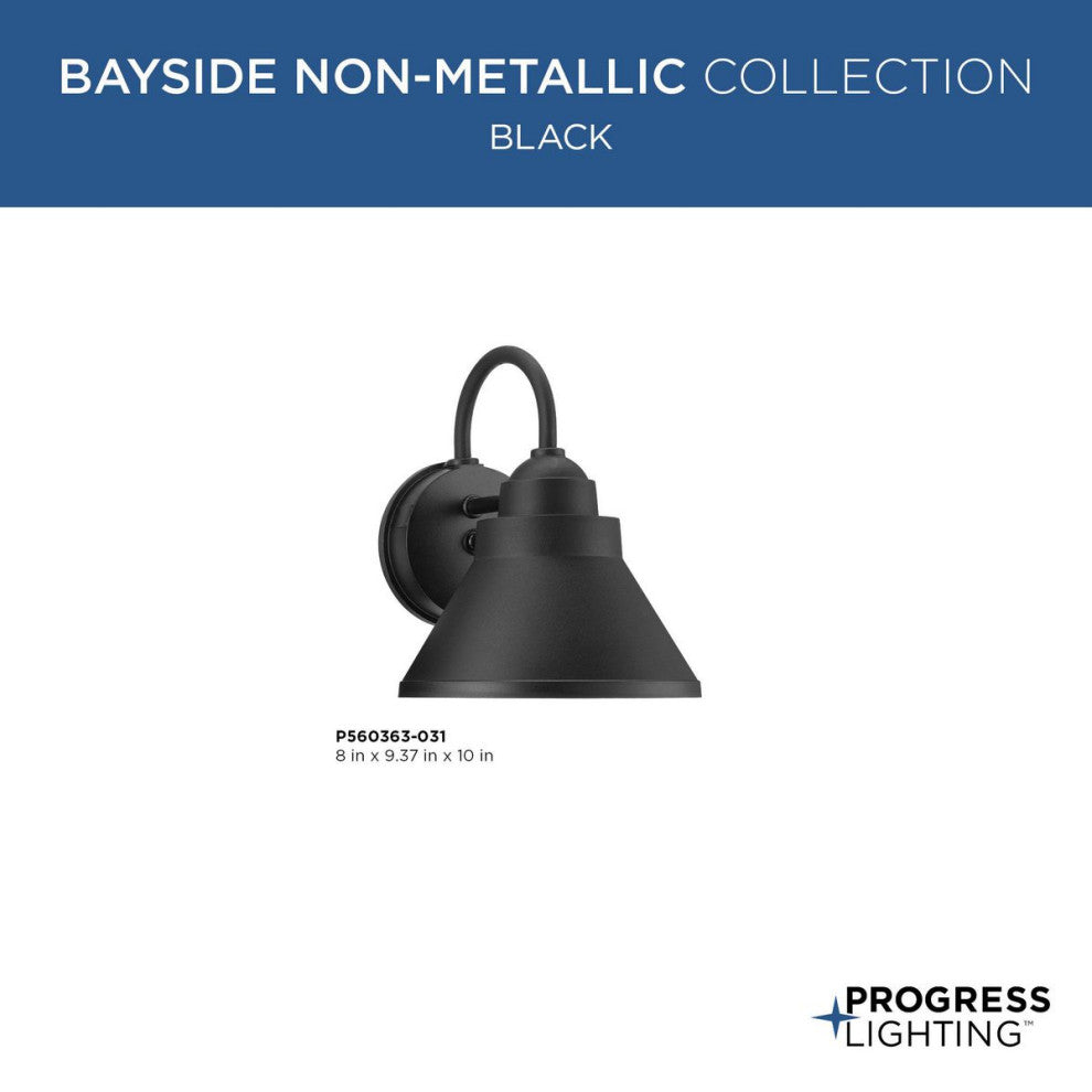 Bayside Collection One-Light Non-Metallic Black Outdoor Wall Lantern