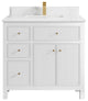 Sonoma 36 Center Sink Reeded Bath Vanity in White 1.5" Empira Quartz
