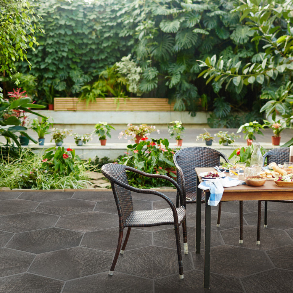 Nagpur Grand Hex Grafito Porcelain Floor and Wall Tile