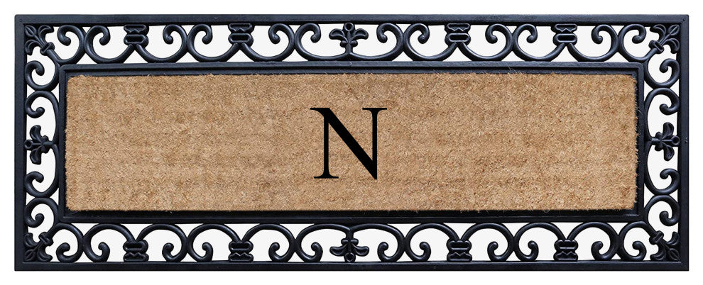 First Impression Hand Crafted Myla Monogrammed Large Entry Doormat, 18"x48", N