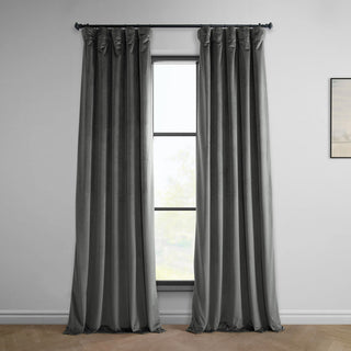 Heritage Plush Velvet Curtain Single Panel, Pepper Grey, 50"x108"