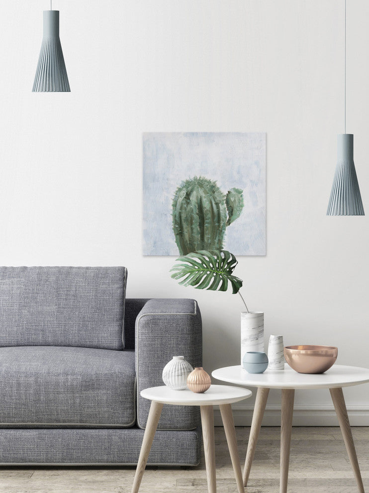"Green Cacti" Painting Print on Wrapped Canvas, 40"x40"