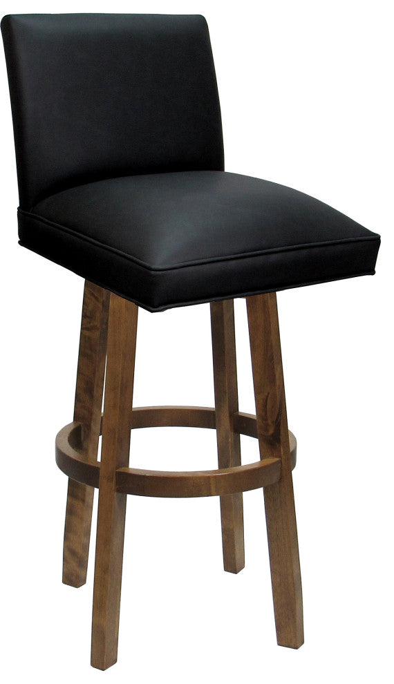 Swivel Wood Counter, Bar or Extra Tall Stool - Sommerville on Vivian Base, Black Vinyl - Moca, 30"