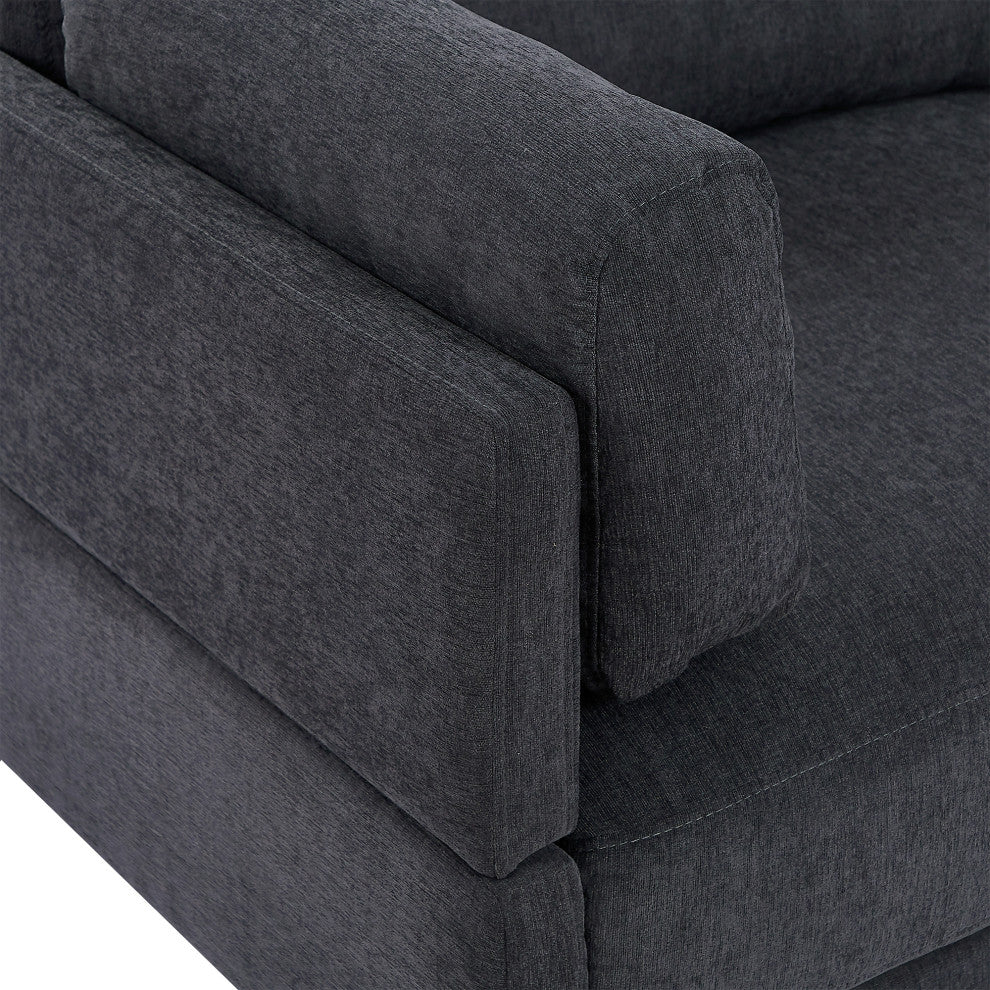 L Shaped Couch Upholstered Convertible Sectional Sofa with Ottoman, Gray