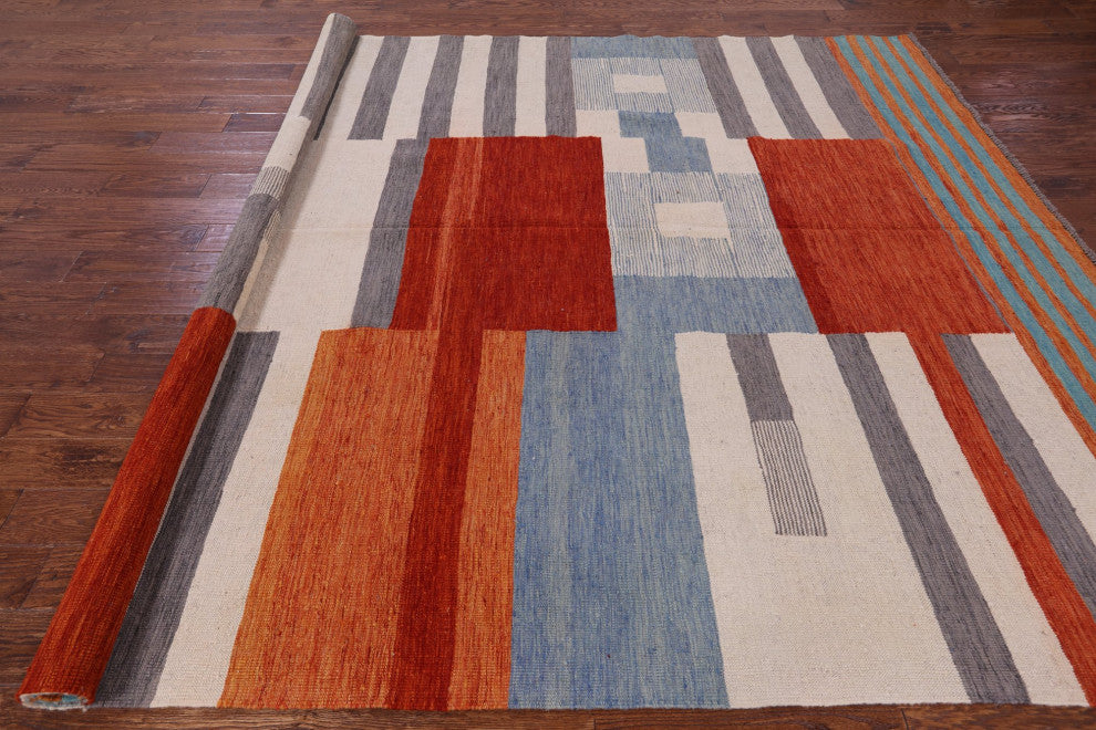 Reversible Kilim Flat Weave Wool On Wool Rug 8' 6" X 11' 2" - Q12602