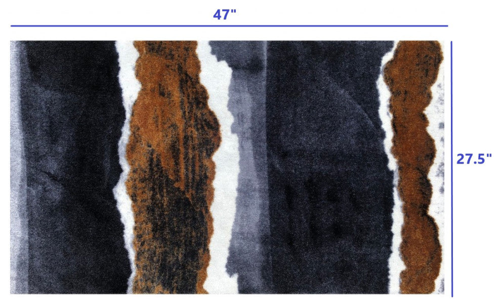 2' x 4' Gray and Brown Abstract Southwest Washable Floor Mat