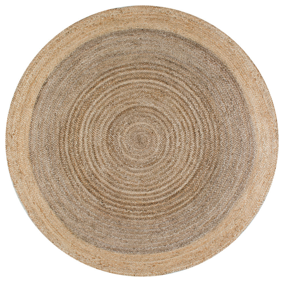 Nuloom Jute Simple Border Area Rug, Grey 4' Round
