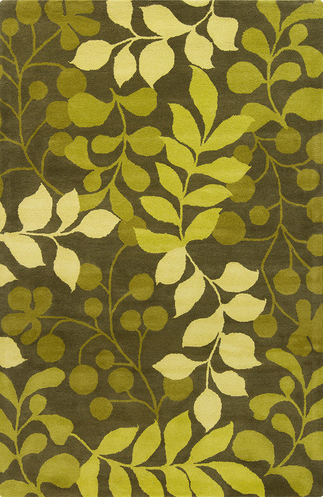 Allie Transitional Leaves Contemporary Area Rug, 8'x10'