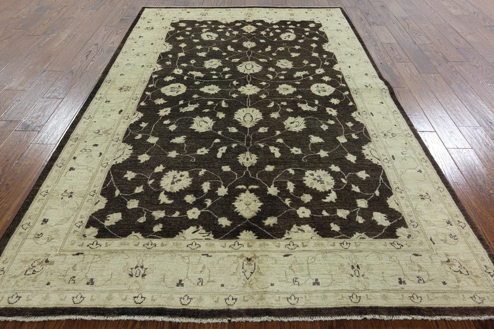 6'x9' Brown Oushak Style Peshawar Quality Chobi Hand Knotted Wool Area Rug H9388