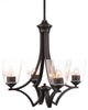 Zilo 4 Light Chandelier, Dark Granite Finish With 4.5" Clear Bubble Glass