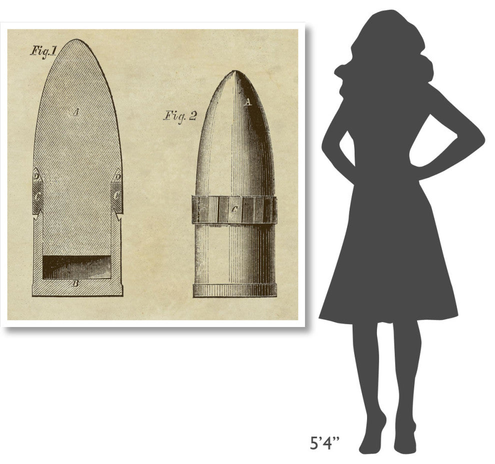 "Improved Artillery Shell" Digital Paper Print by Inventions, 46"x46"