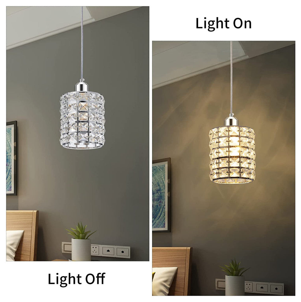 Modern Crystal Pendant Light Adjustable Hanging Pendant Lighting With Chrome