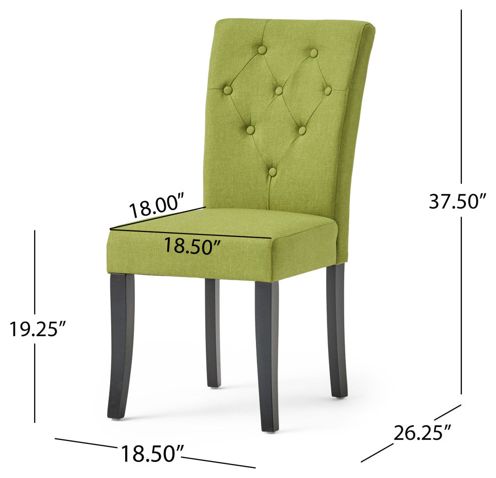 GDF Studio Nasima Green Fabric Dining Chairs, Set of 2