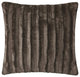 Madison Park Brushed Solid Stripe Plaited Long Fur Square Pillow, Chocolate