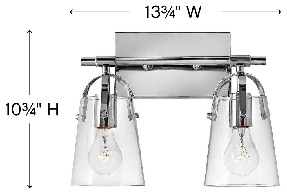 Hinkley Foster Small Two Light Vanity, Chrome