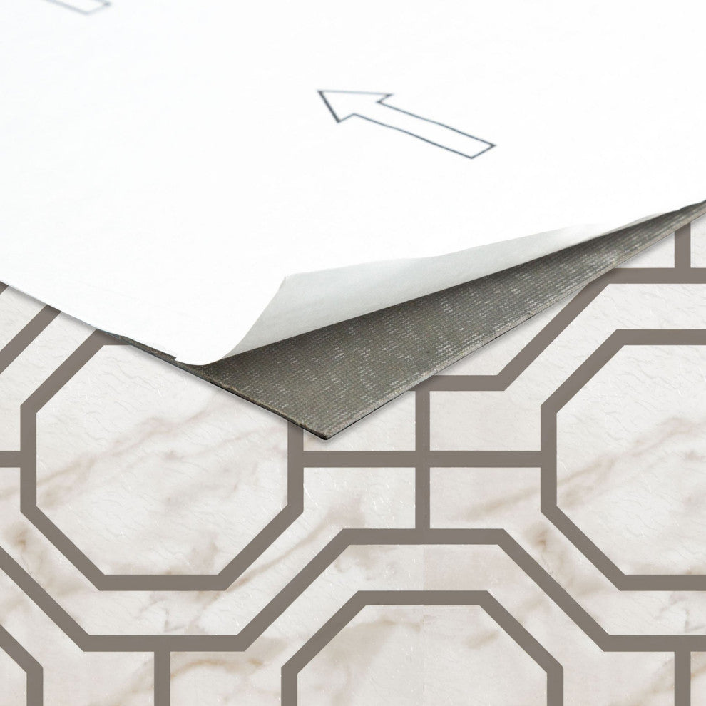 PowerSellerUSA Self-Stick Vinyl Modern Geometric 20-Pcs 1.5mm Thick Tiles 12"