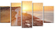 Sunrise over South Coast of England, Seashore Canvas Wall Art, 60"x32", 5 Panels