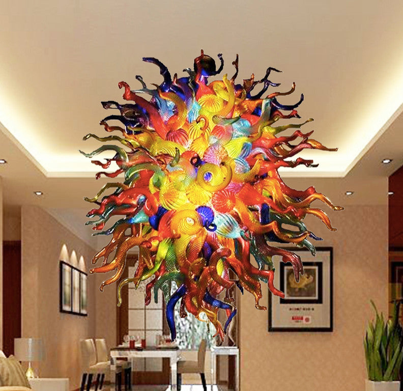Artemis Vintage Multicolor Blown Glass Chandelier Lighting, W32"x48"
